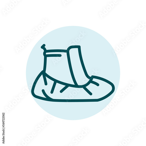 Shoe cover disposable black line icon. Medical element.