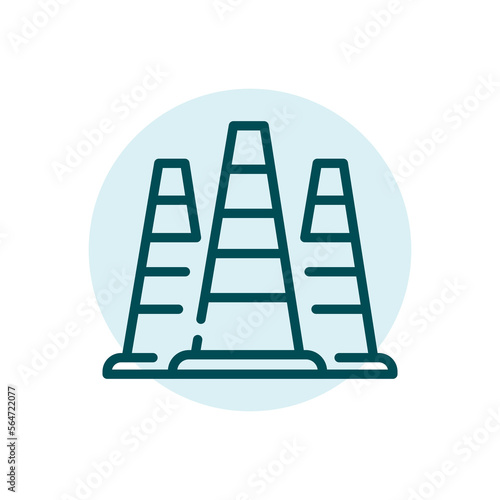 Traffic cone black line icon. Stop symbol.