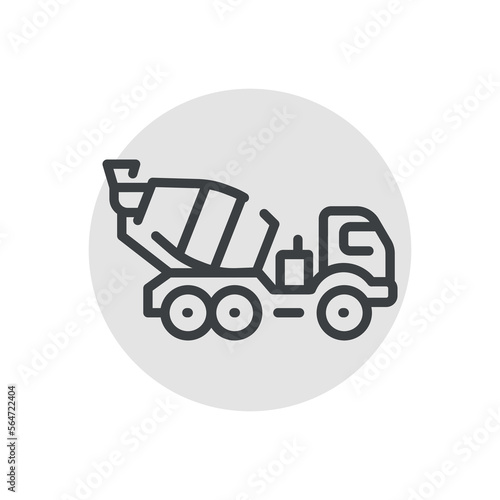 Concrete truck сolor line icon. Road construction.