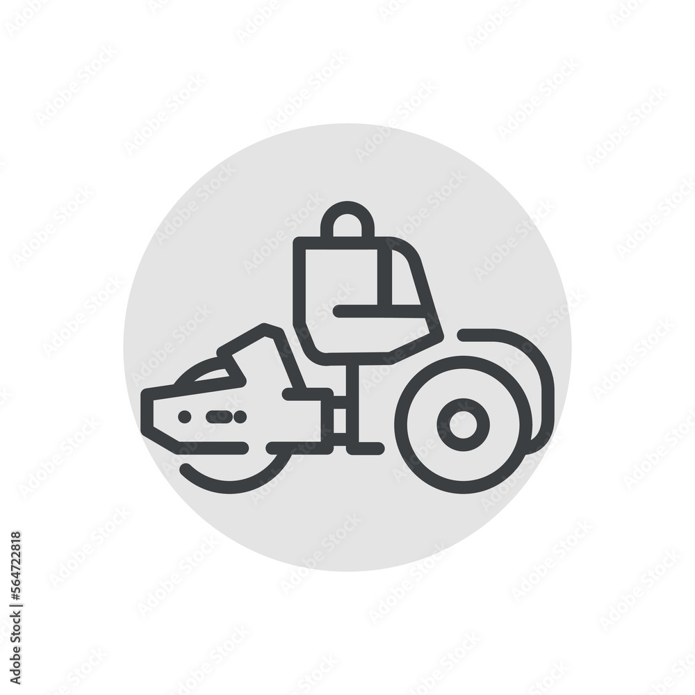 Soil rolling car сolor line icon. Road construction. Soil rolling car сolor line icon. Road construction.