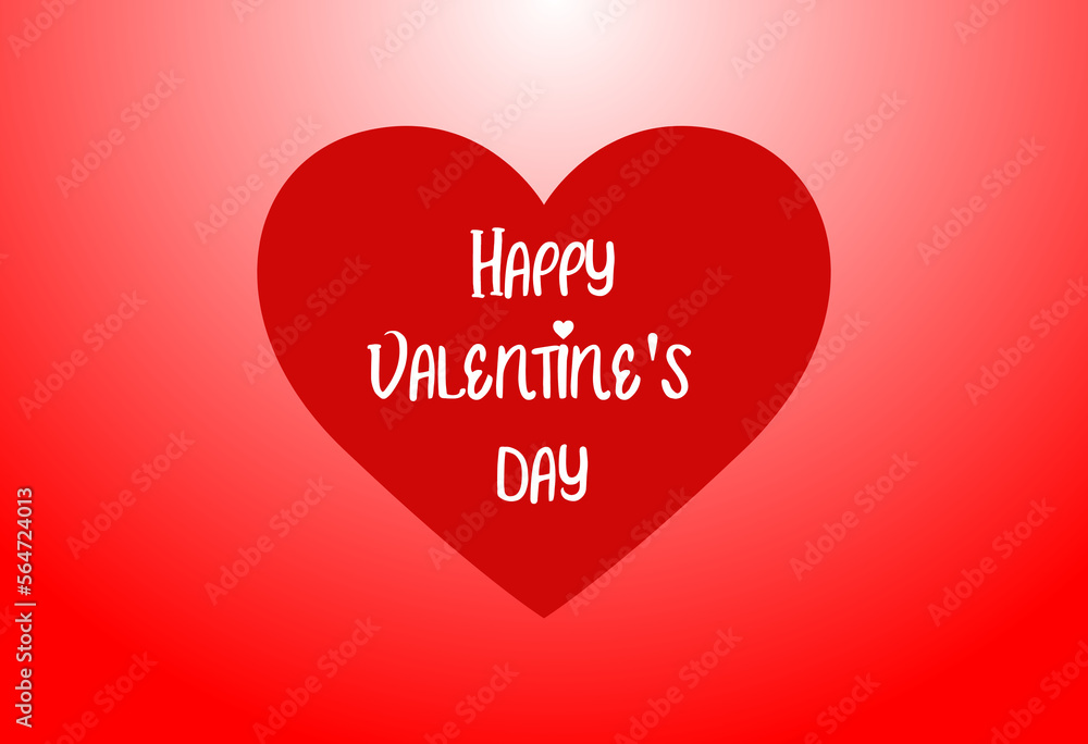 Illustration with red heart and white text 'Happy valentine's day'.