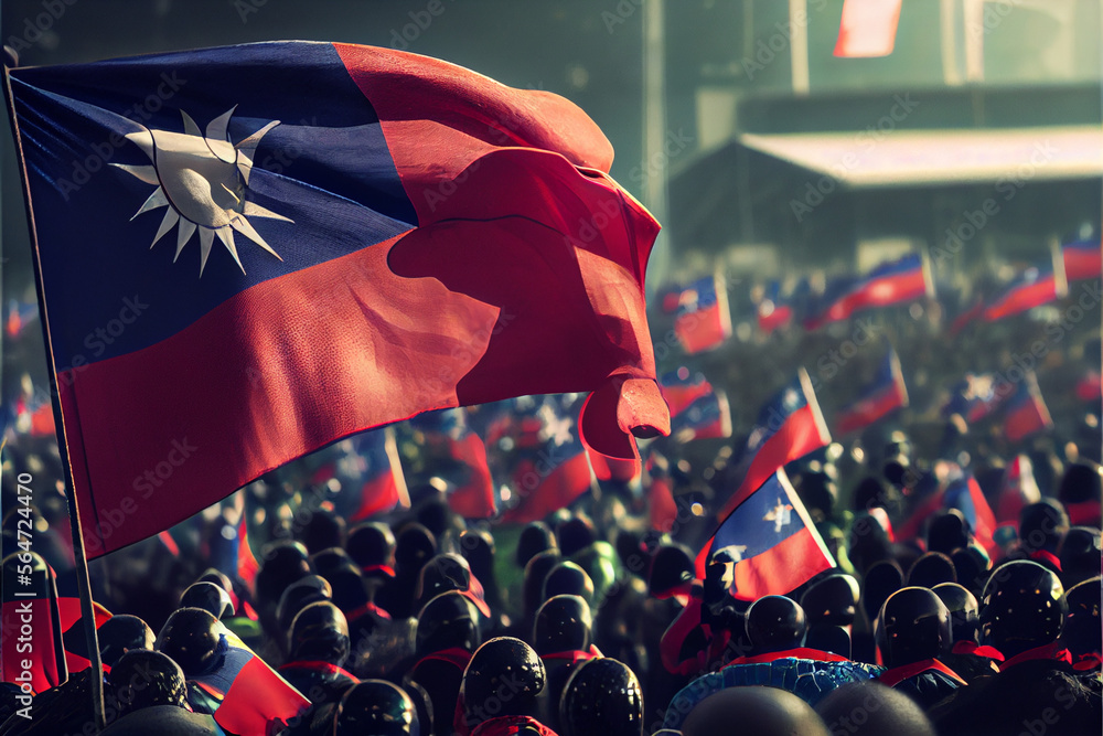 Taiwan flag patriot illustration, Taiwanese flags patriotism; Generative AI - obrazy, fototapety, plakaty 