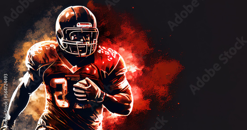 3D render of American football player, athlete sportsman on abstract background.