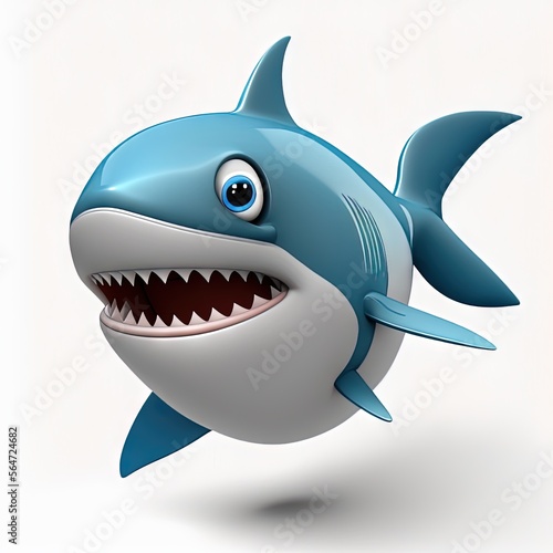  a cartoon shark with a big smile on its face and teeth, with a white background, is shown in the image, and is also a smaller shark with a smaller one eye and a smaller one.  generative ai photo