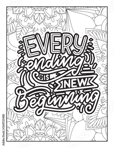 Fototapeta Naklejka Na Ścianę i Meble -  Affirmative quotes coloring page. Positive quotes. Good vibes. Coloring book for adults. Typography design. Hand drawn with inspiration word. Coloring for adult and kids. Quotes. Quotes Coloring. 