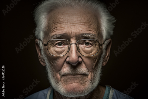 Portrait of sergery senior medical doctor on dark background generative ai.