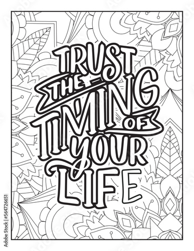 Affirmative quotes coloring page. Positive quotes. Good vibes. Coloring book for adults. Typography design. Hand drawn with inspiration word. Coloring for adult and kids. Quotes. Quotes Coloring. 