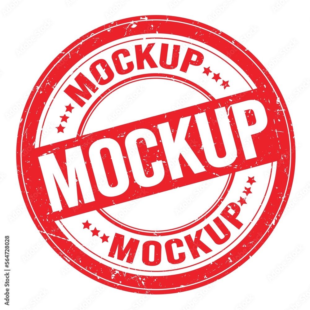 MOCKUP text written on red round stamp sign MOCKUP text written on red round stamp sign