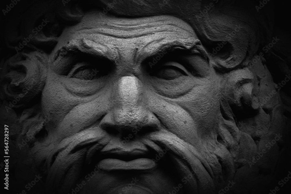 God Zeus (Jupiter). The king of Olympian gods. Black and white image. God Zeus (Jupiter). The king of Olympian gods. Black and white image.