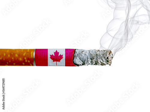 Canada country smoking addiction creative design. Tobacco Industry concept. A healthy lifestyle is becoming more popular.