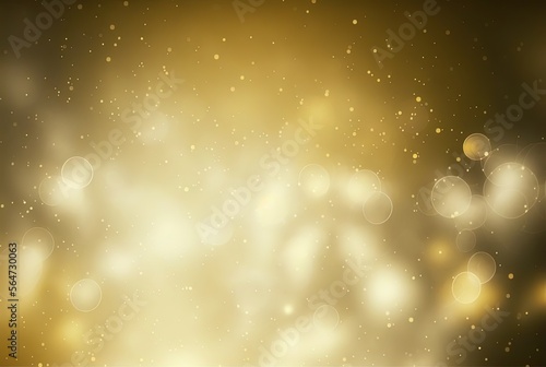 illustration of abstract gold bokeh background, golden spotlights shine on stage floor in dark room, idea for background, backdrop, mock up Generative Ai