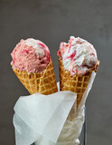 vanilla and strawberry ice cream