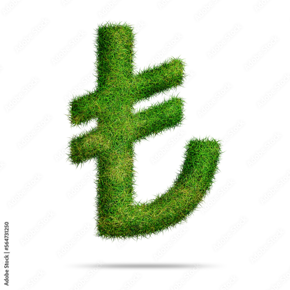Lira symbol or icon design with green grass style Lira symbol or icon design with green grass style
