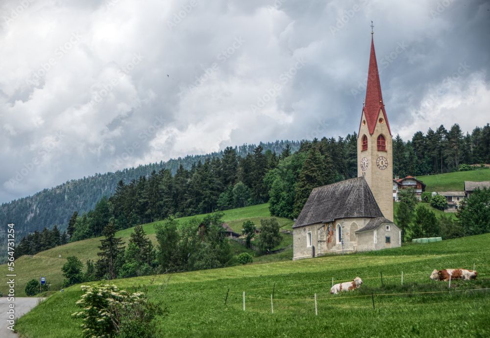 church in Dolomite mountains