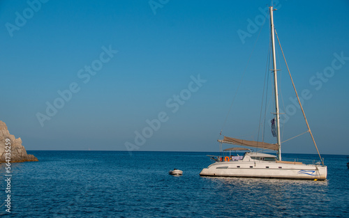 A Sailboat off the coast of Santorini