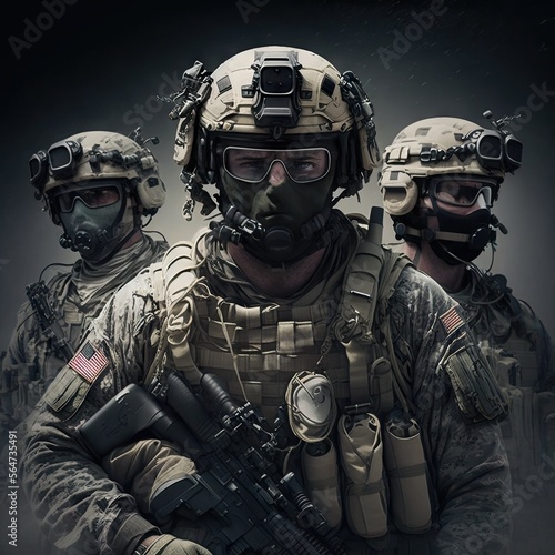 Military Special Forces With Weapon Armed Soldiers