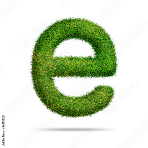 Green grass alphabet letter e for text or education concept
