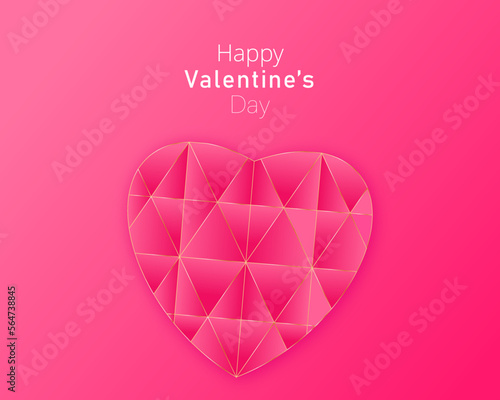 pink hearts on white. День святого Валентина. Поздравление с золотым сердечком.