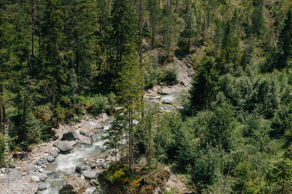 Picturesque rocky river is flowing through  gorge Zügenschlucht