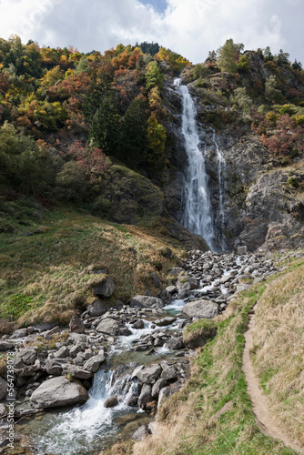 Low angle view of partschins waterfall, Merano, South Tyrol, Italy photo