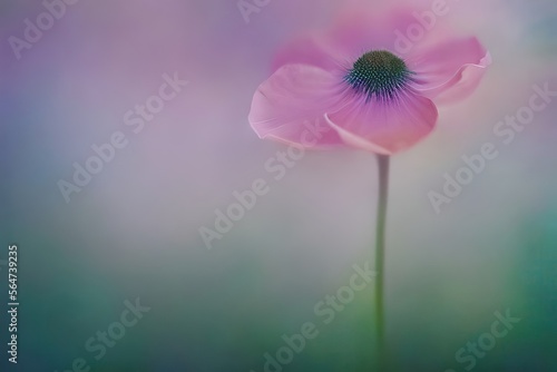 pink cosmos flower in spring  soft colors generative ai illustration with copy space