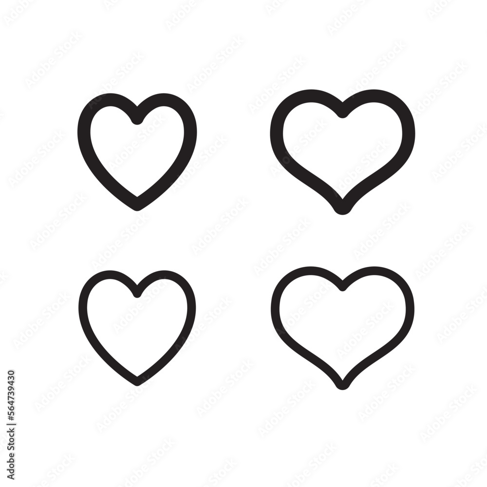 Heart shape icons. Hearts pictogram set. Symbol for valentine's day love. Heart shape icons. Hearts pictogram set. Symbol for valentine's day love.