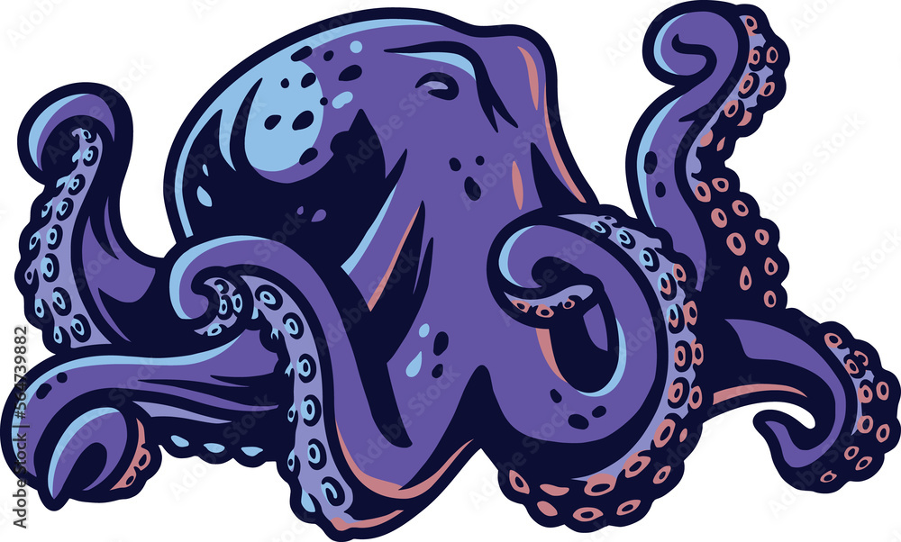 Purple kraken octopus or cuttlefish tentacles with suckers for marine nautical logo design Purple kraken octopus or cuttlefish tentacles with suckers for marine nautical logo design