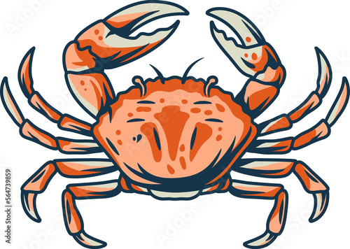 Exotic marine underwater crab with claws for design