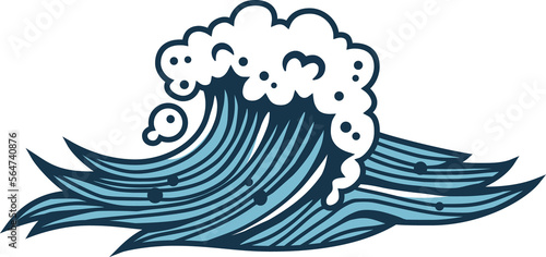 Fotografie Colored sea or ocean wave with foam for marine nautical design