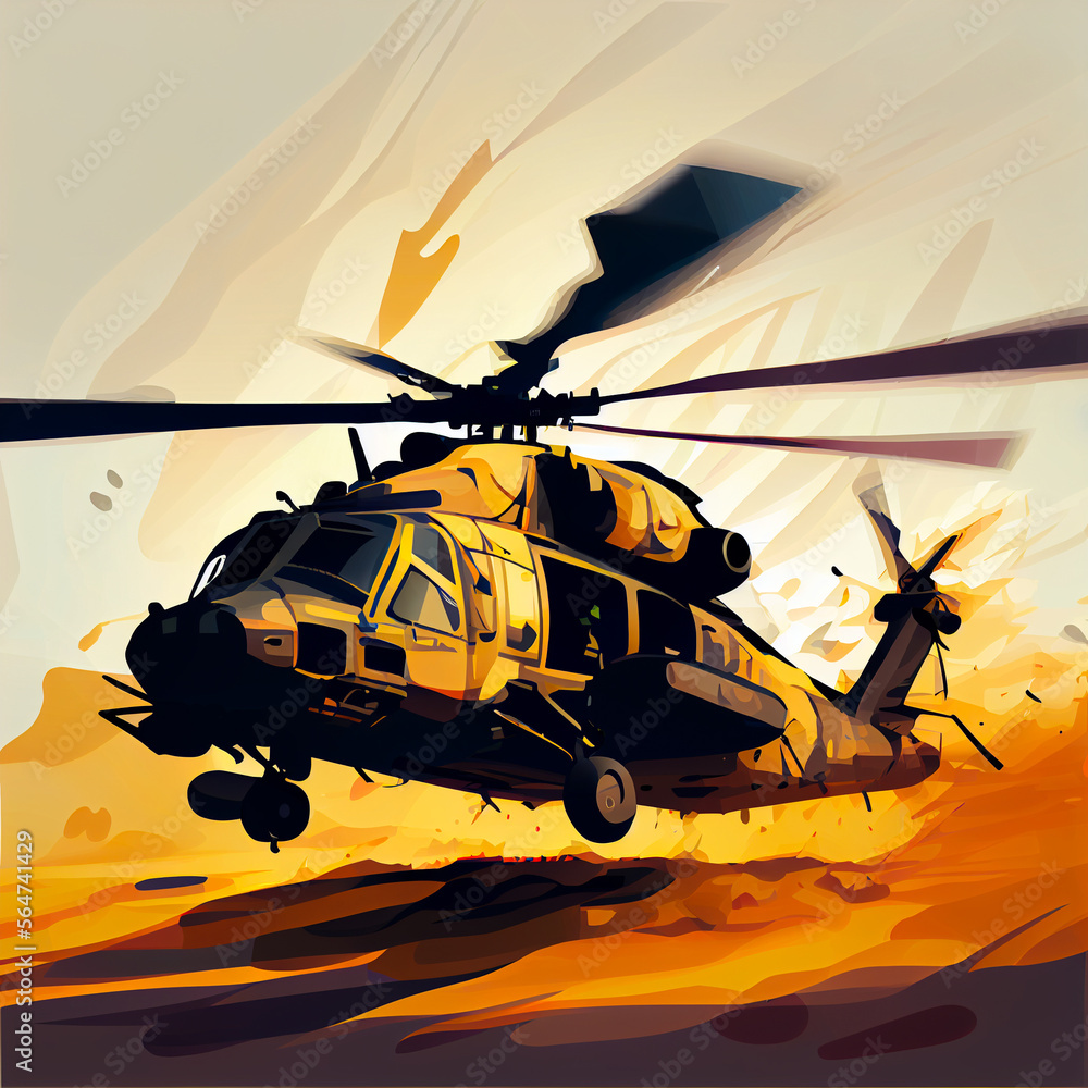 Naklejka premium FIre rescue military helicopter