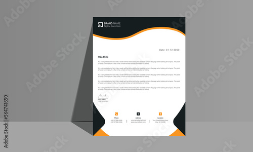 Abstract corporate business letterhead design. Neat and clean professional corporate company business letterhead. Simple and clean print-ready design.
