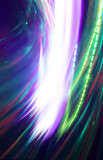 Dark fractal, abstract background. Bright neon lines, waves. Blurred laser shapes