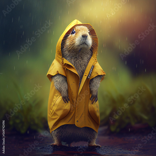 Gopher in a raincoat photo