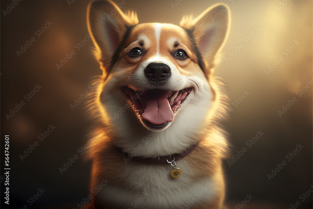 Funny cute dog smiling made with generative Ai - Animal, Smiling Funny cute dog smiling made with generative Ai - Animal, Smiling