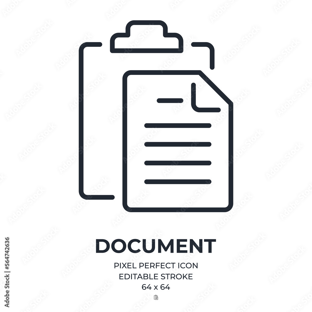 Document, contract and paperwork concept editable stroke outline icon isolated on white background flat vector illustration. Pixel perfect. 64 x 64. Document, contract and paperwork concept editable stroke outline icon isolated on white background flat vector illustration. Pixel perfect. 64 x 64.