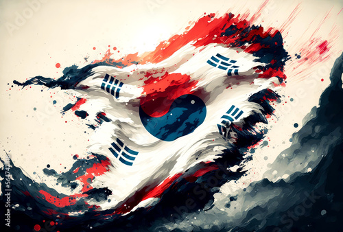  south korea flag waving, generate ai photo