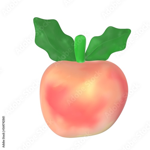 Watercolor sweet yummy peach 3D render, fresh peach on white background, Japanese delicious peaches on white, watercolor Japanese peach on white background, delicious fresh apricot fruit watercolor.