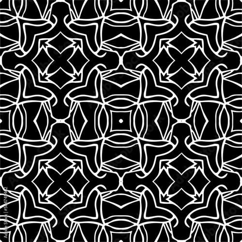Vector pattern in geometric ornamental style. Black and white color. Simple geo all over print block for apparel textile  ladies dress  fashion garment  digital wall paper.