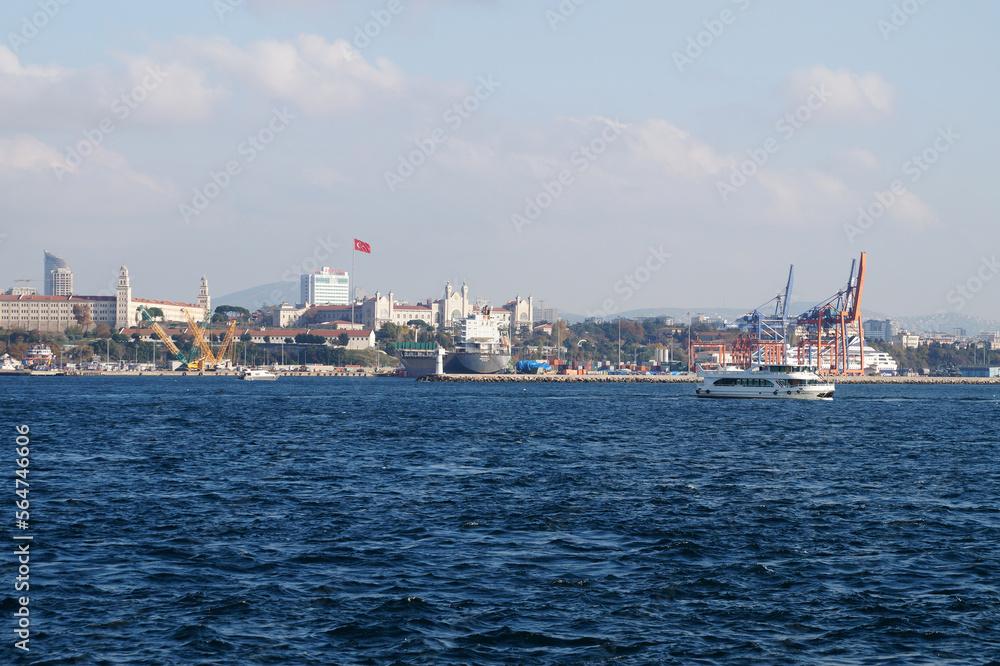 commercial port in the Sea of Marmara, panorama