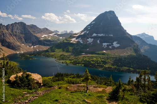 Bearhat Mountain is surrounded by Hidden Lake in Glacier National Park, Montana. photo