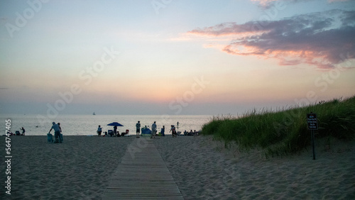 walking on the beach at sunset