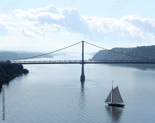 A view from the Hudson River Walkway Bridge over Poughkeepsie, New York, USA photo