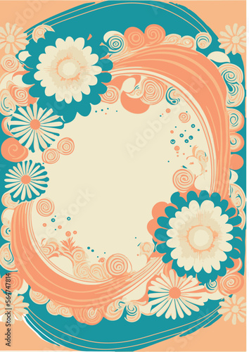 A set of backgrounds for text, psychedelic hippie art, a frame of stylized flowers.