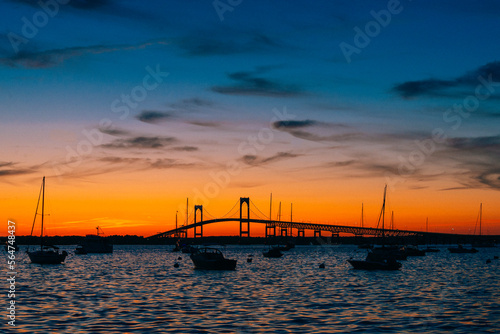 Newport Rhode Island Pell Bridge at sunset
