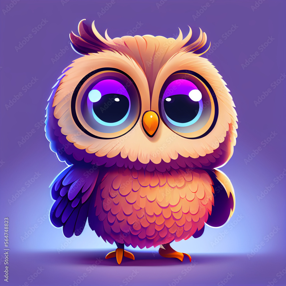 cute colorful owl, mascot, very cute and adorable
