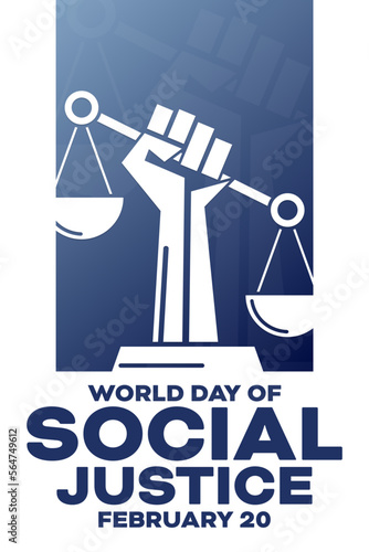 World Day of Social Justice. February 20. Vector illustration. Holiday poster.