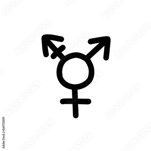 transgender sign doodle icon, vector color line illustration