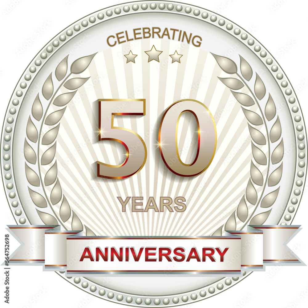 50 years anniversary. Vector silver design background for celebration ...