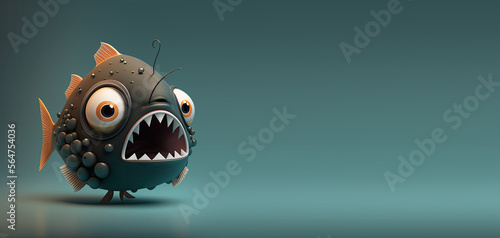 Cute Cartoon Piranha Charac...
