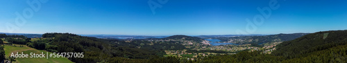 Panoramic aerial view of the Atlantic coast of Miño in Galicia, Spain